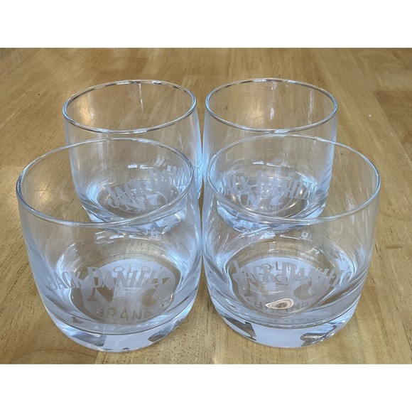 Jack Daniels Whiskey Glass Old No. 7 Brand Clear Rocks Round Set Of (4). Read - Picture 2 of 10
